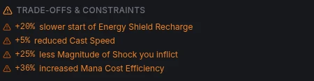 PoE2 Trade-offs and Constraints section